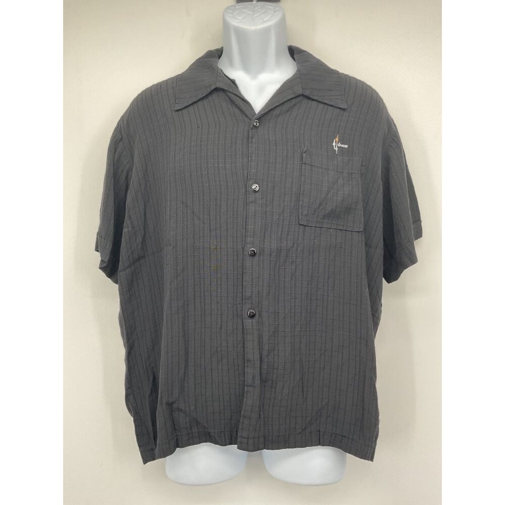 Be Ethic Mens Lounge Shirt Black Gray Short Sleeve Button-Up Casual Top